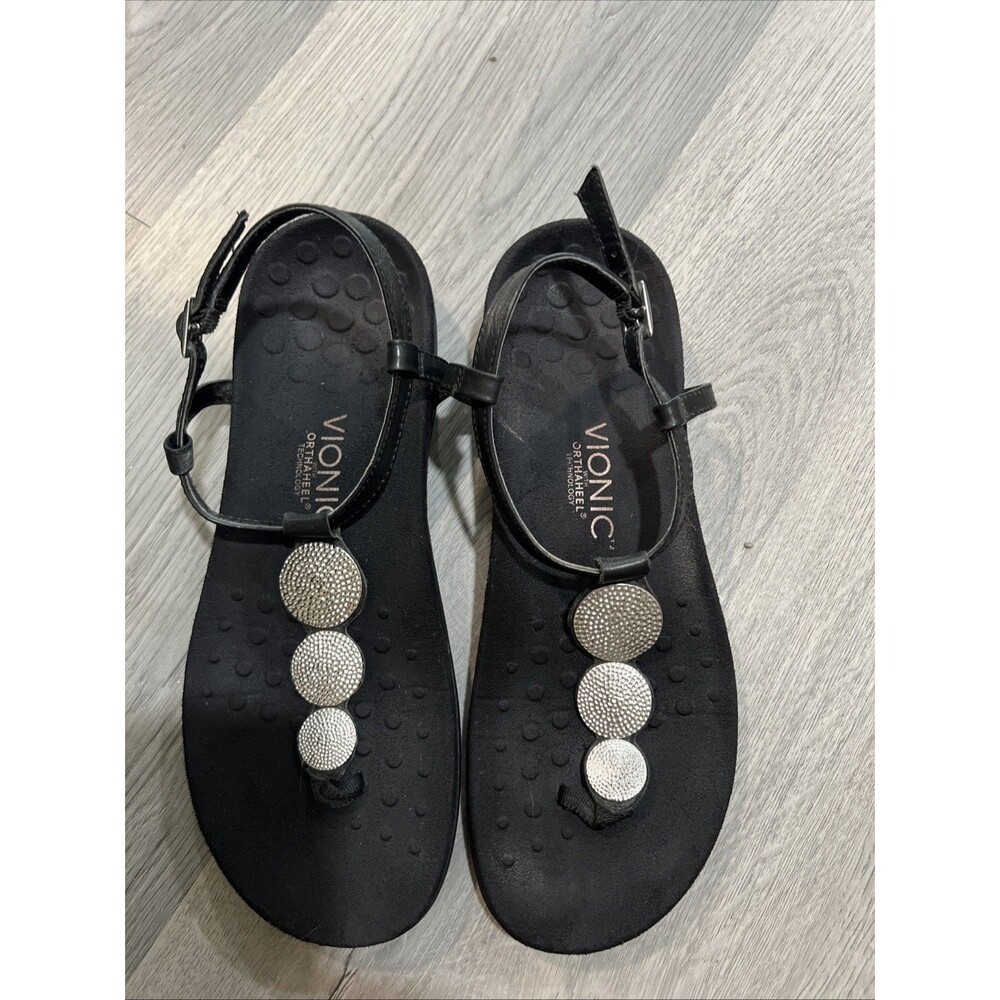 VIONIC Lizbeth Orthotic Womens T Strap Sandals Black Size 9.5